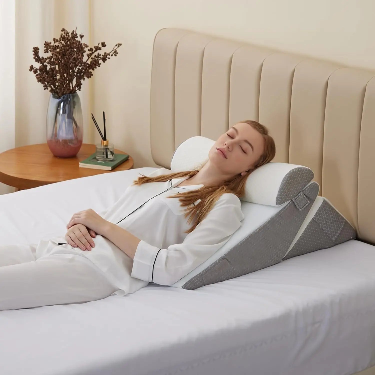 Adjustable Wedge Pillow Set for Comfortable Sleeping & Back Support
