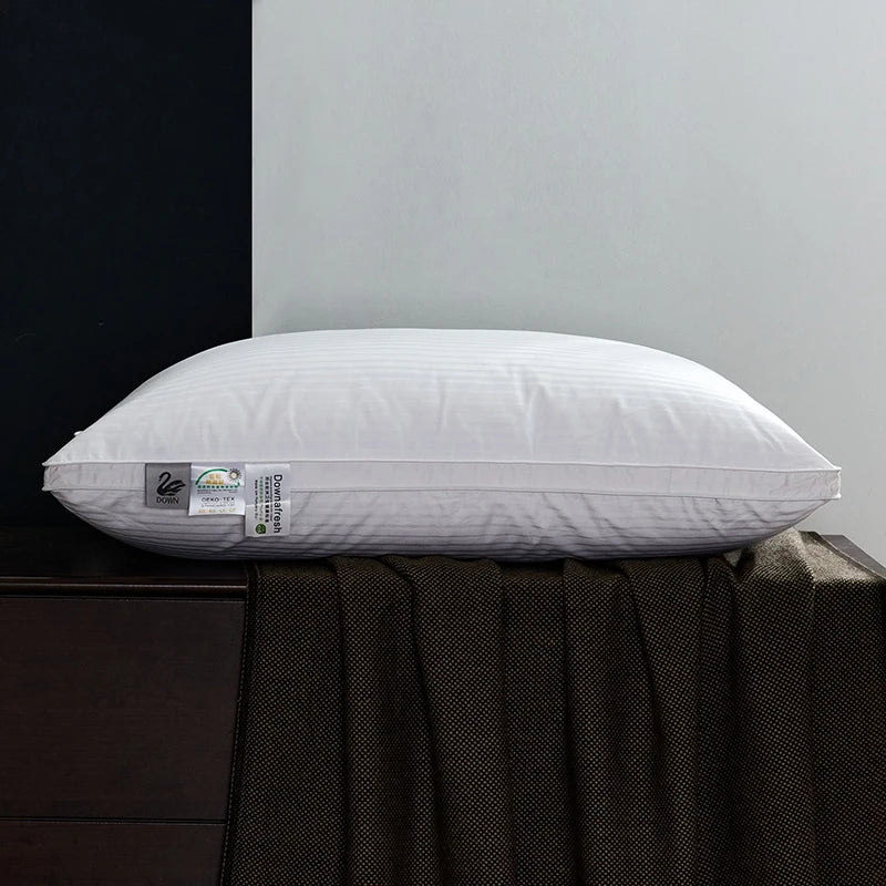 100% Goose Down Pillow with Cotton Cover — Hotel Soft Neck Support