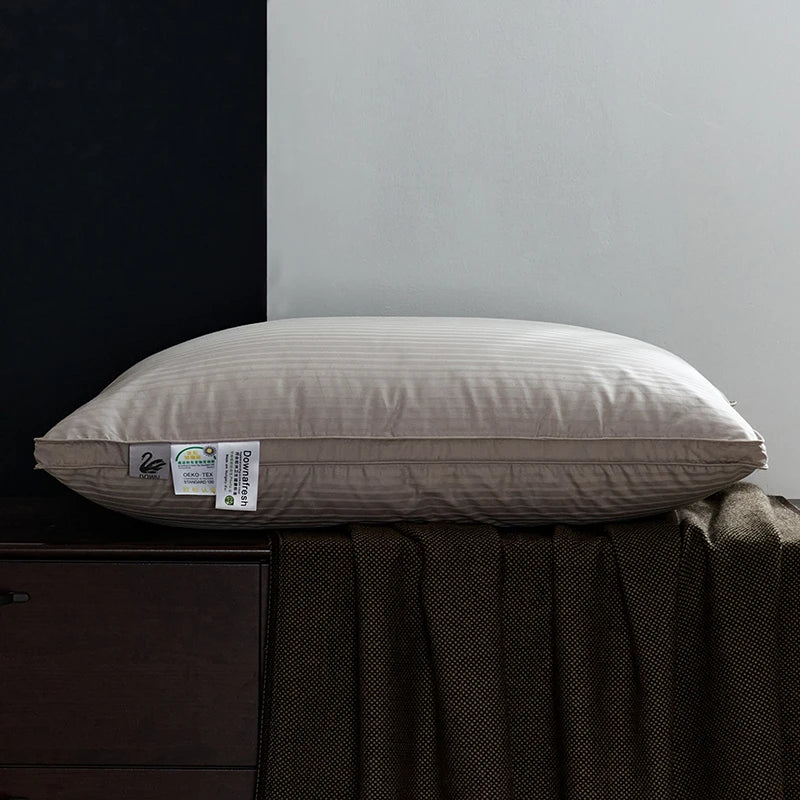 100% Goose Down Pillow with Cotton Cover — Hotel Soft Neck Support