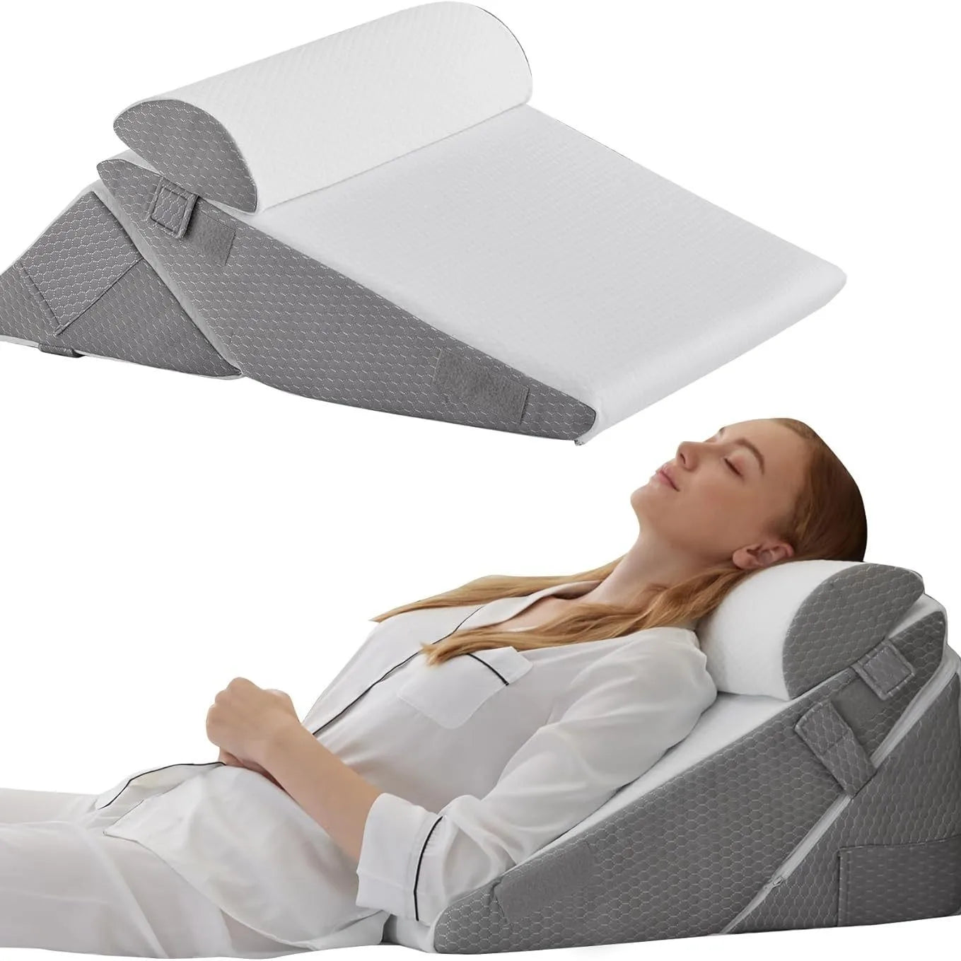 Adjustable Wedge Pillow Set for Comfortable Sleeping & Back Support