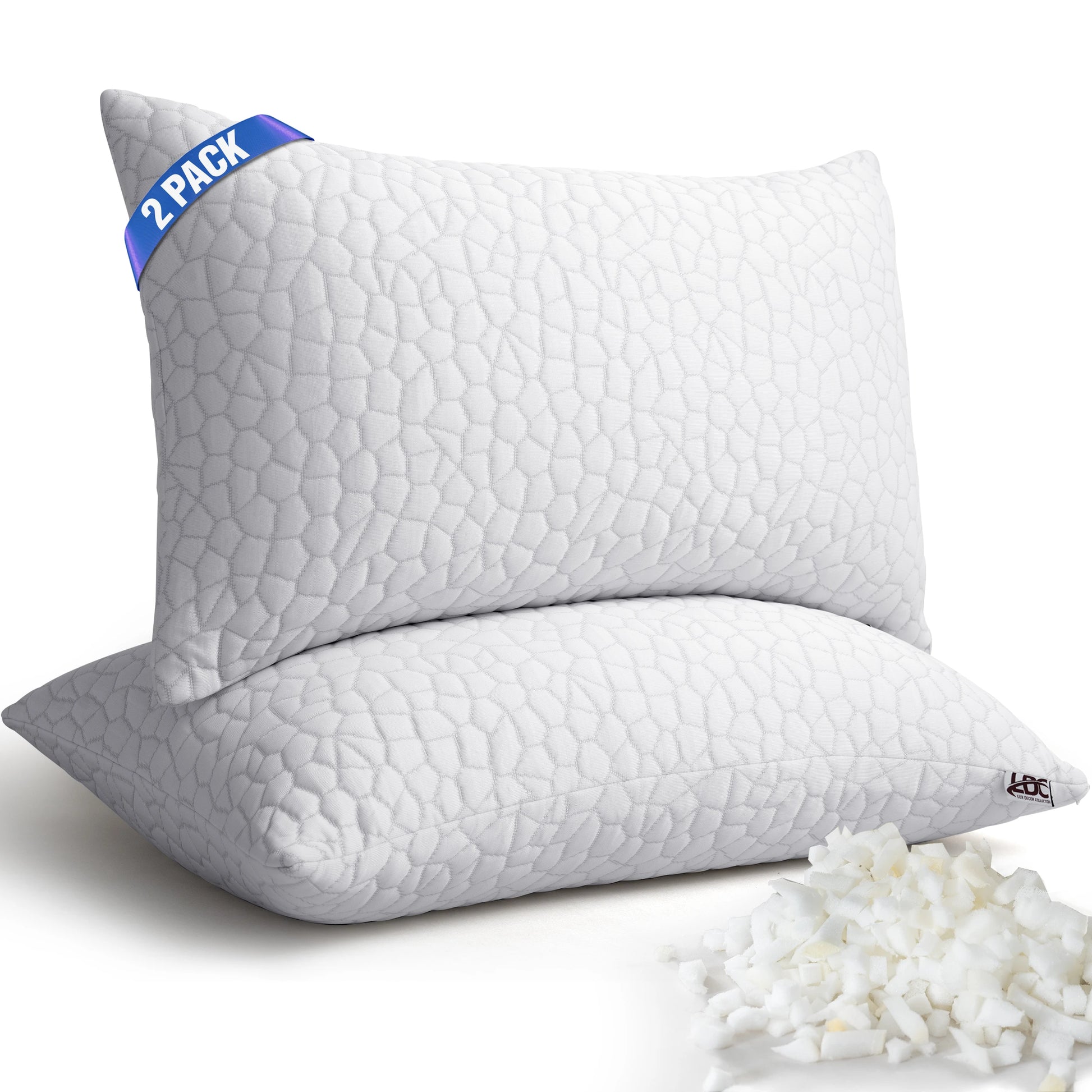 Adjustable shredded memory foam pillow with washable cover by Pillowle