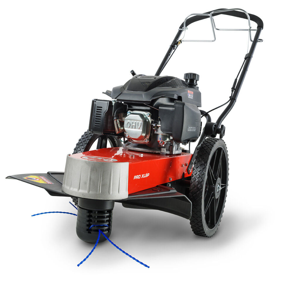 Image of DR Power PRO XLSP 22-inch gas self-propelled trimmer mower by Pillowle, featuring a durable cutting deck and engine.