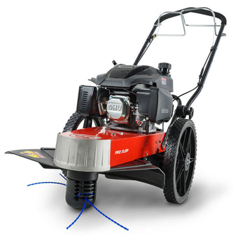 Image of DR Power PRO XLSP 22-inch gas self-propelled trimmer mower by Pillowle, featuring a durable cutting deck and engine.