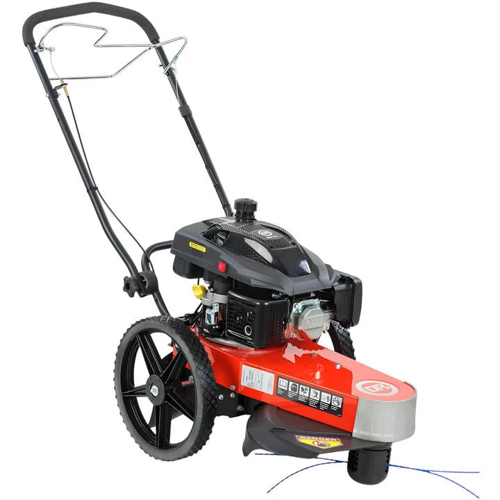 Image of DR Power PRO XLSP 22-inch gas self-propelled trimmer mower by Pillowle, with cutting deck and engine detail visible
