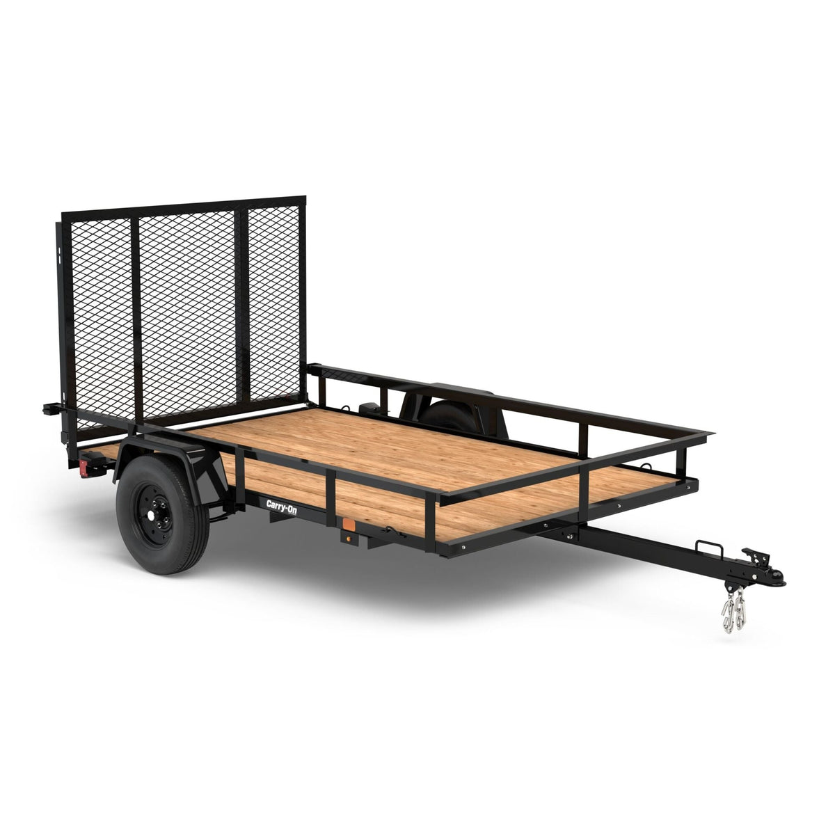 Pillowle Carry-On 5x8 utility trailer with wood floor and metal frame, lightweight design for easy hauling and transport.