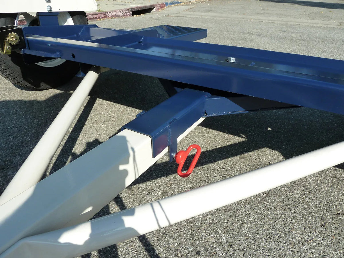Heavy-duty Tow Max vehicle tow dolly by Pillowle with 4,900 lb capacity, featuring sturdy construction and rubber wheel straps.