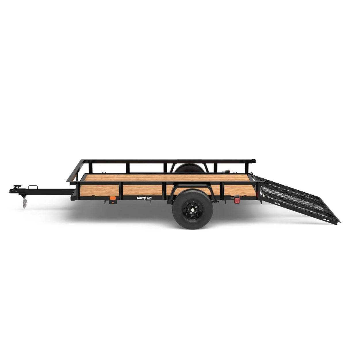 Pillowle 5x8 utility trailer with wood floor and metal sides, compact carry-on size for hauling small loads or equipment.
