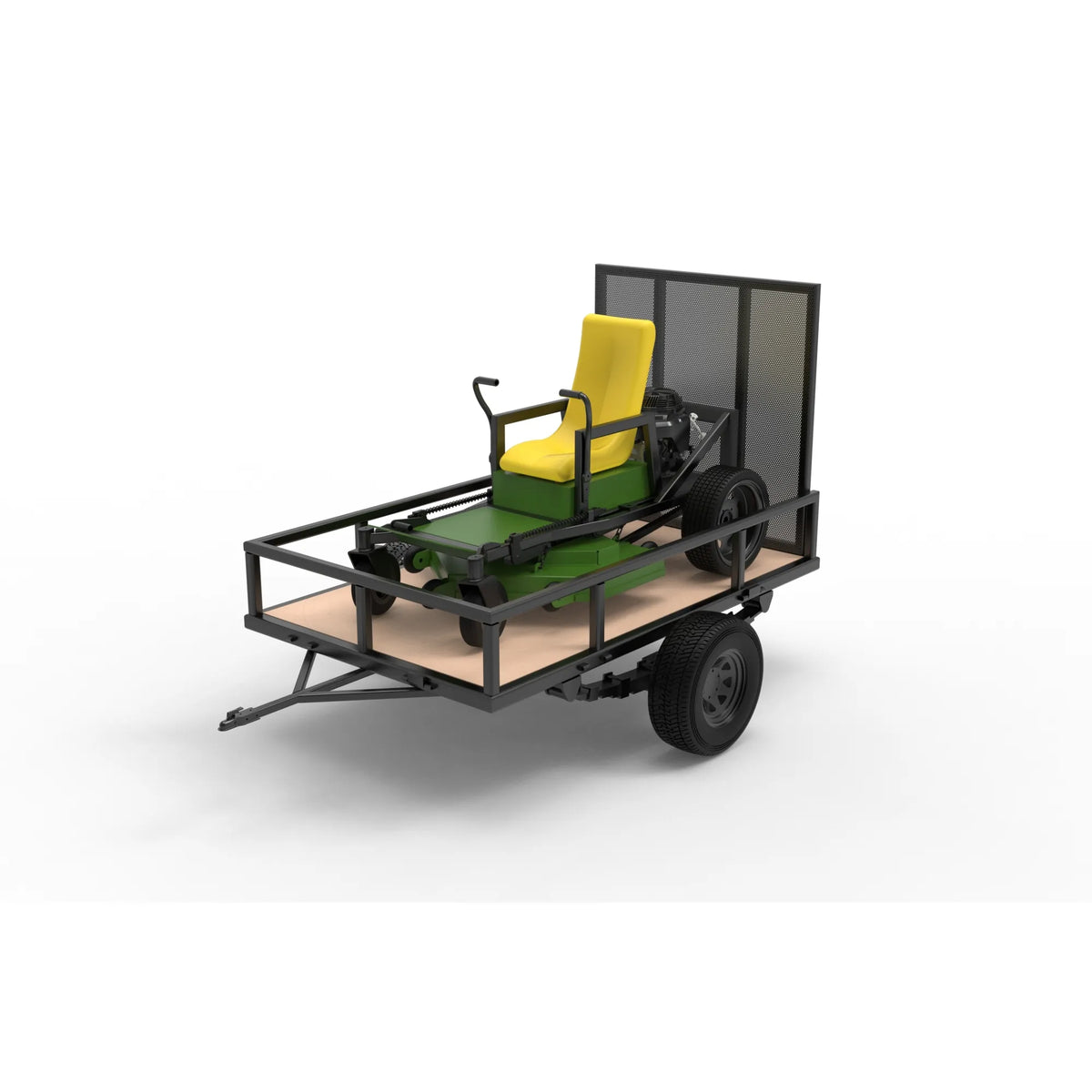 Pillowle 5x8 utility trailer with wood floor and metal sides, compact carry-on size for hauling and transportation.