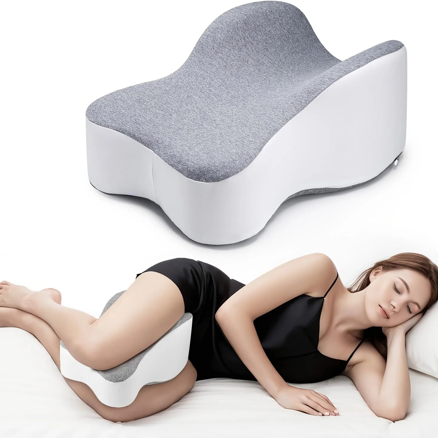 Memory foam leg and knee pillow for side sleeping support