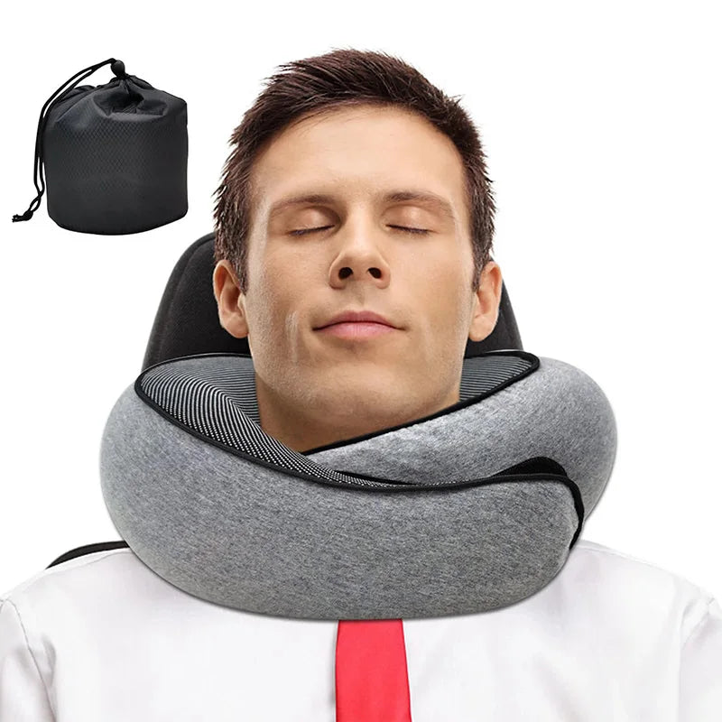 Memory foam U‑shaped travel neck pillow in snail design

